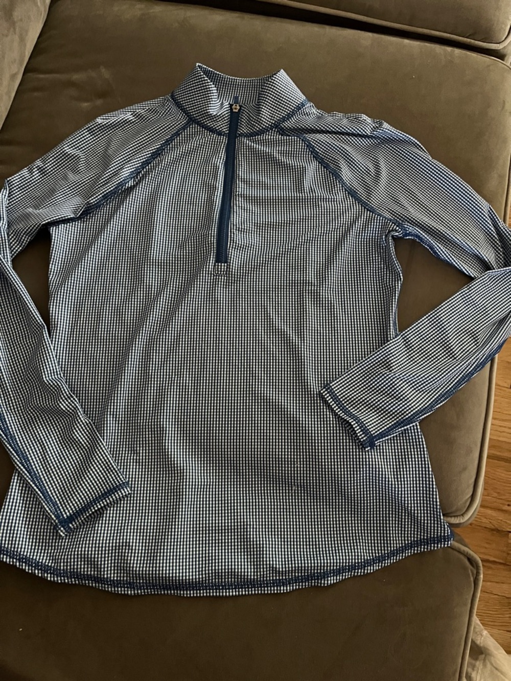 Jofit Blue and White Long Sleeve Quarter-Zip Top